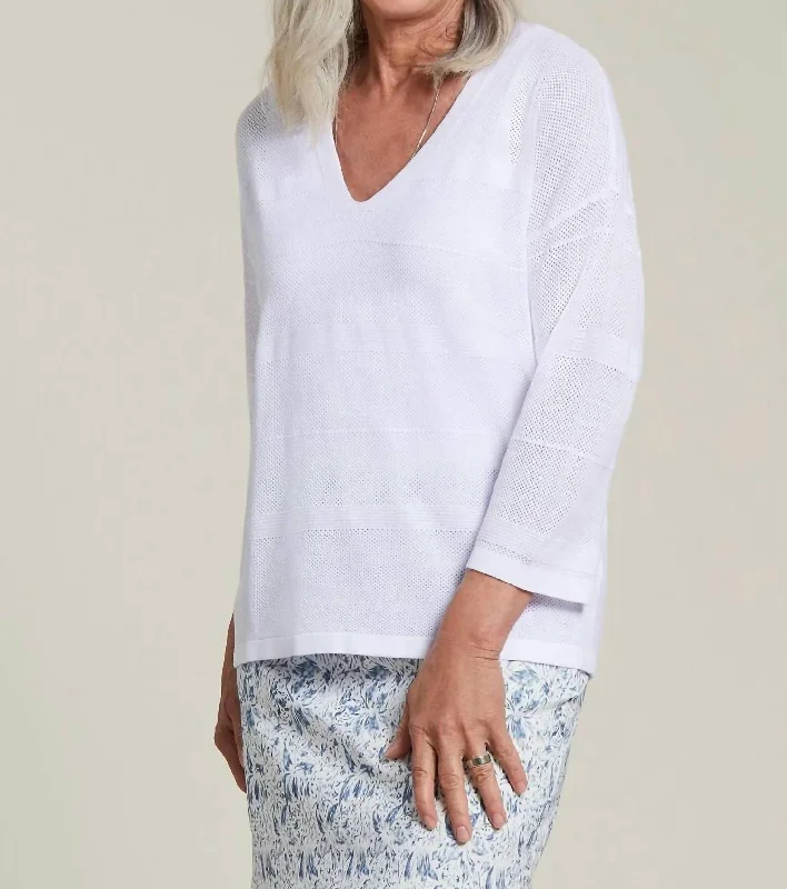 Blended Yarn Drp Shoulder Sweater In White