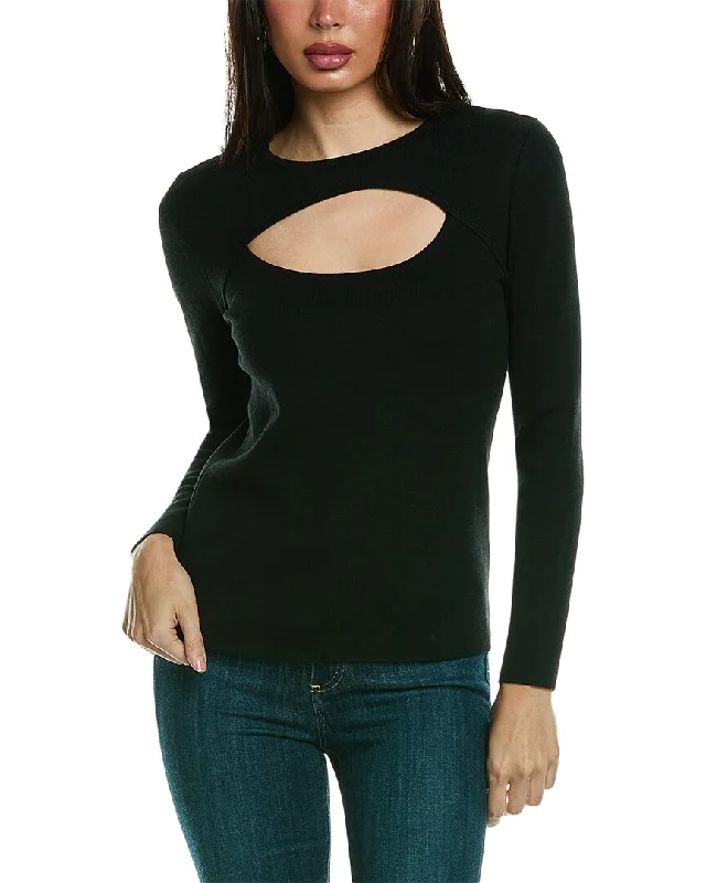 Carolina Herrera Cutout Scoop Neck Wool Sweater