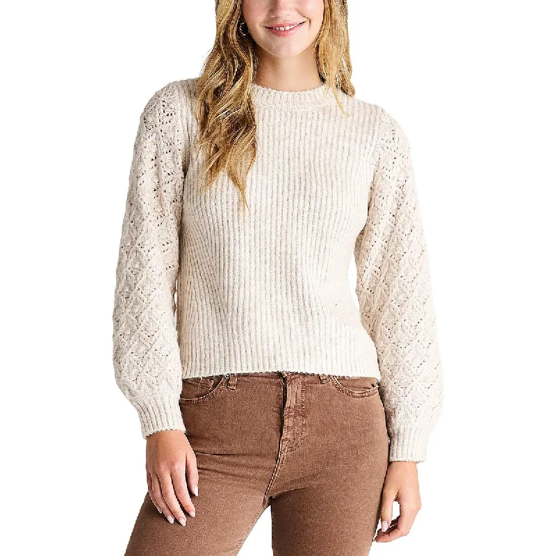 Connie Womens Open Stitch Long Sleeve Crewneck Sweater