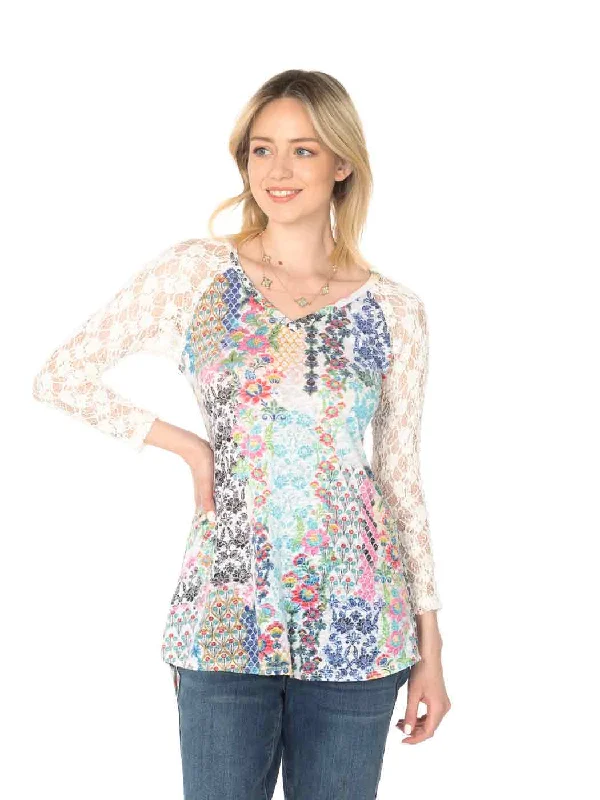 Tianello "Harlow" Print Knit Burnout Jacquard "Lola" Tunic