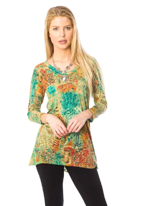 Tianello "Sheikh" Print Knit Jersey Burnout "Livia" Tunic