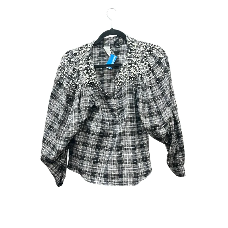 Top Long Sleeve By Akemi And Kin In Black & Grey, Size: S