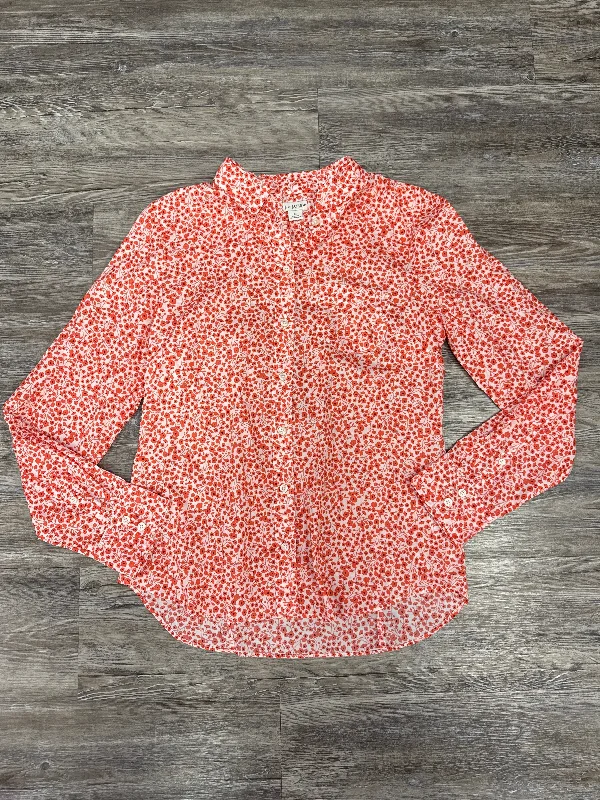 Top Long Sleeve By J. Crew In Red & White, Size: M