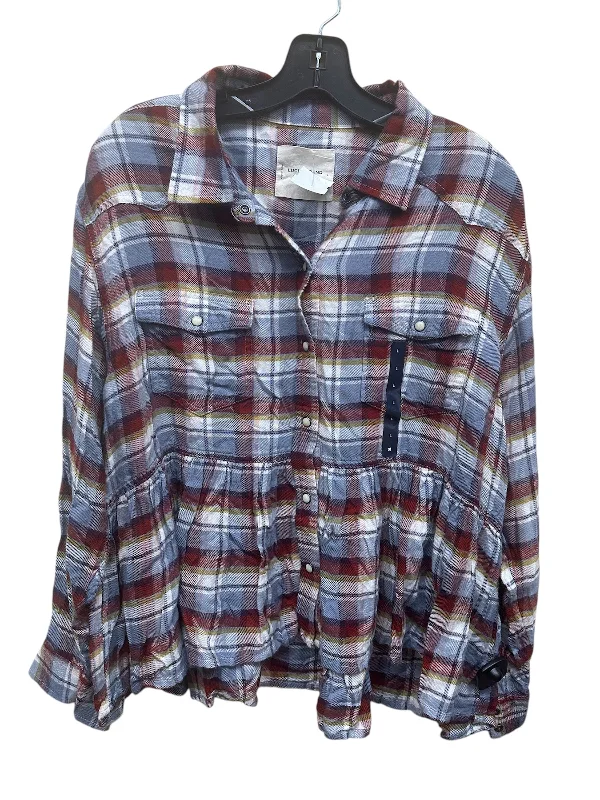 Top Long Sleeve By Lucky Brand In Plaid Pattern, Size: L