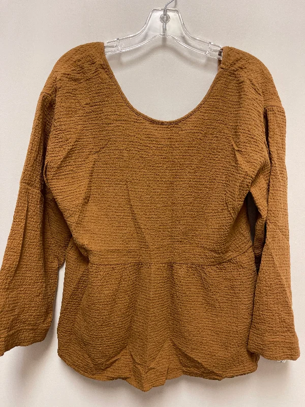 Top Long Sleeve By Madewell In Brown, Size: S