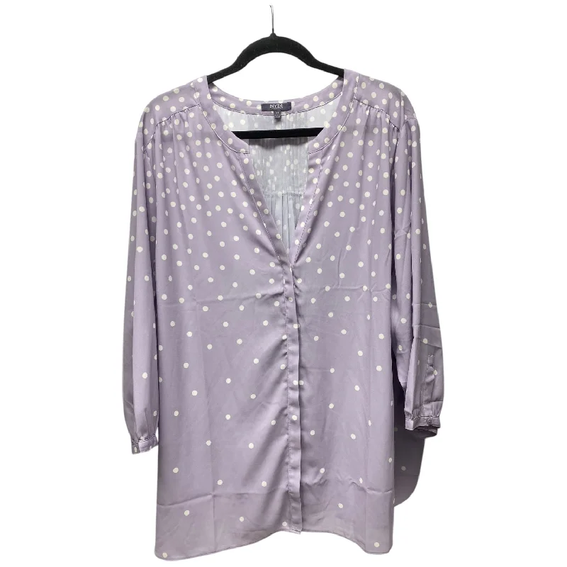 Top Long Sleeve By Not Your Daughters Jeans In Polkadot Pattern, Size: 3x