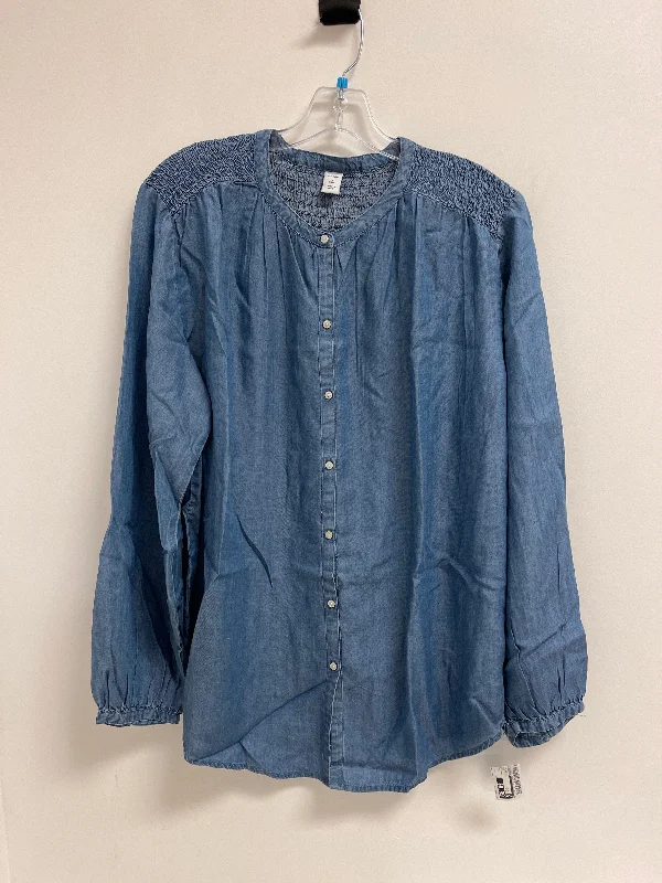 Top Long Sleeve By Old Navy In Blue, Size: L