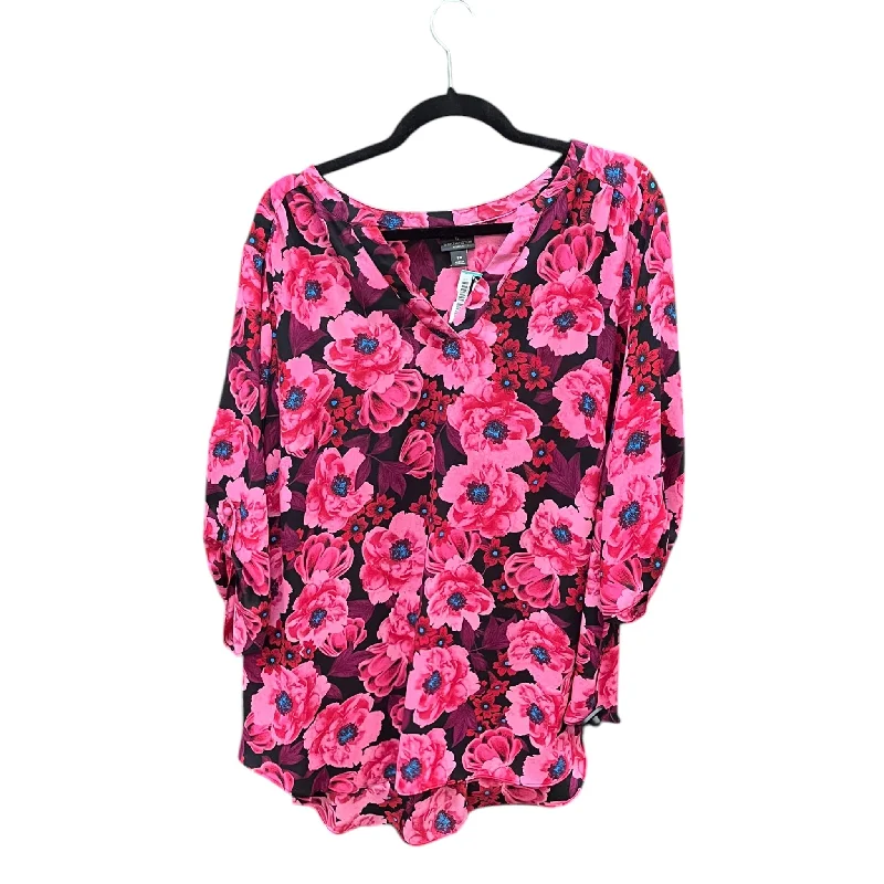 Top Long Sleeve By Worthington In Floral Print, Size: 2x