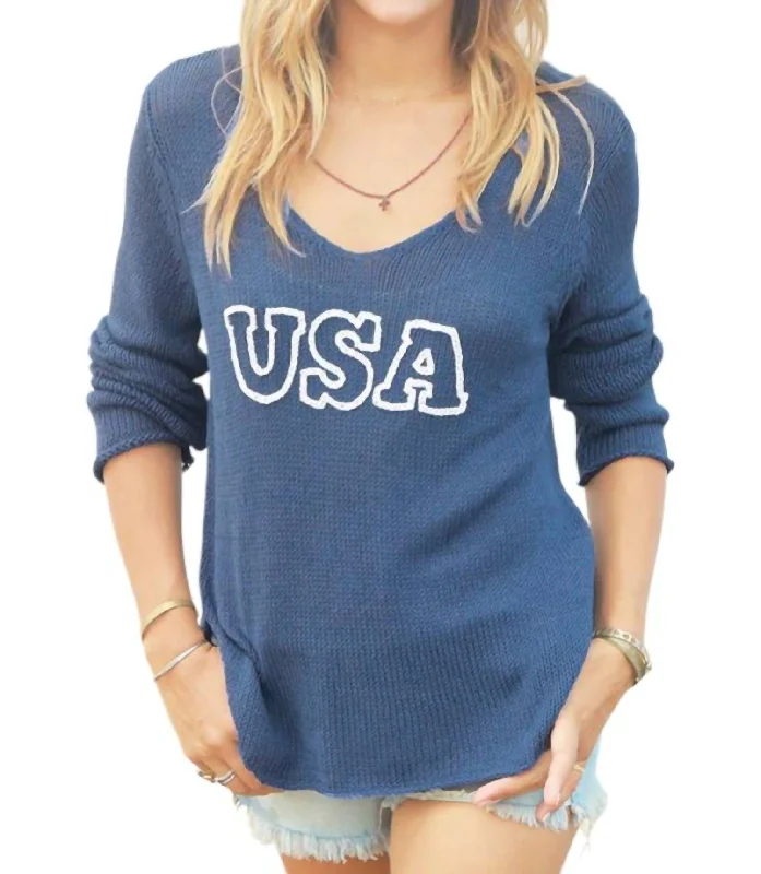 Usa Cotton Sweater In Blue