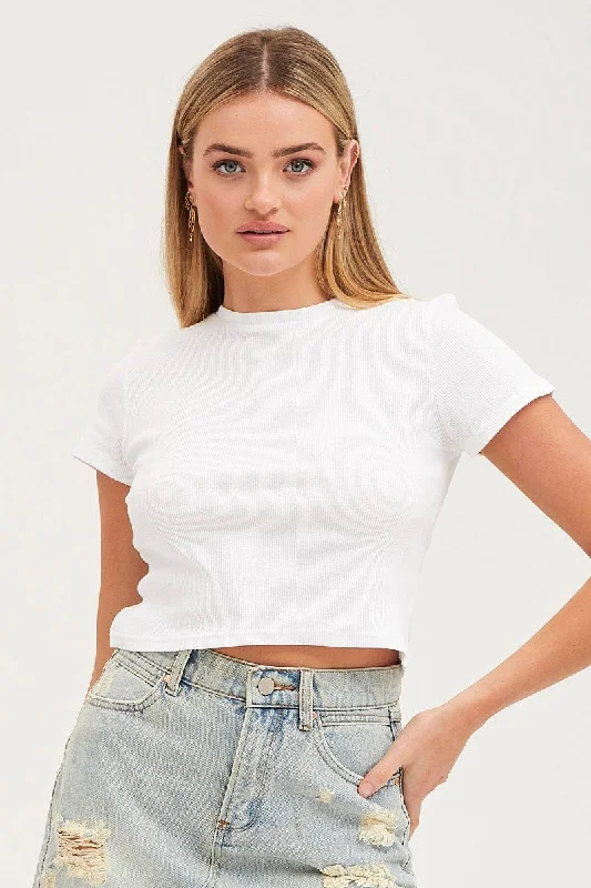 White T Shirt Short Sleeve Crew Neck