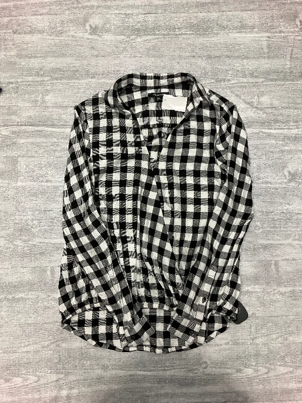 Top Long Sleeve By Madewell In Checkered Pattern, Size: Xxs