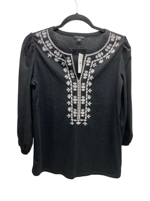 Top 3/4 Sleeve By Ann Taylor In Black & White, Size: Xxs