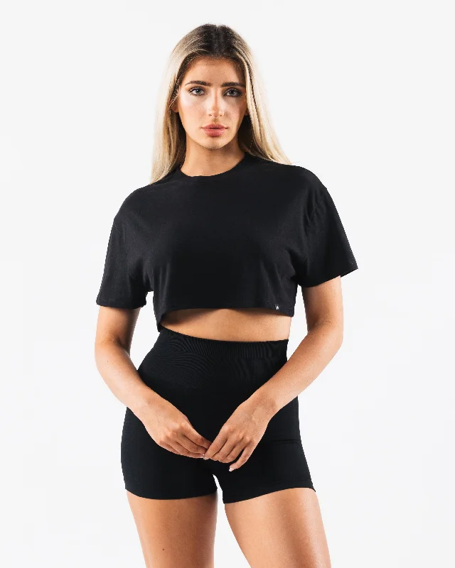 OT Oversized Crop Tee - Black